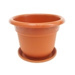 Round Flowerpot, Sterk, model number 2, brown color, plate included
